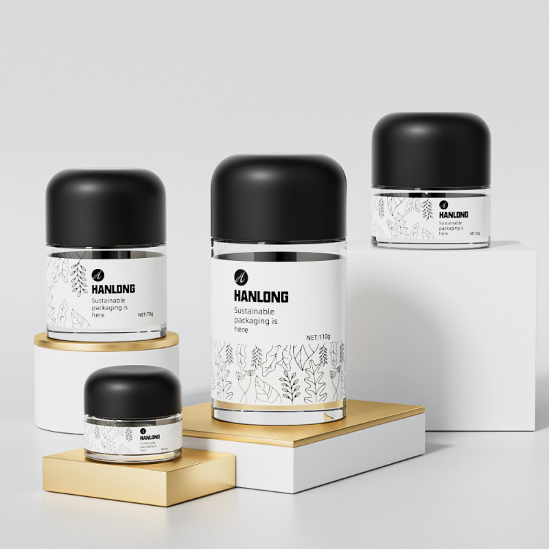 Custom Glass Round Jar with Child-Resistant Lids 5g 50g 70g 110g