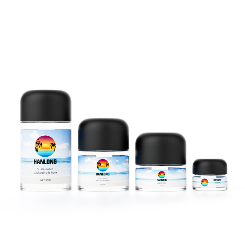 Custom Glass Round Jar with Child-Resistant Lids 5g 50g 70g 110g
