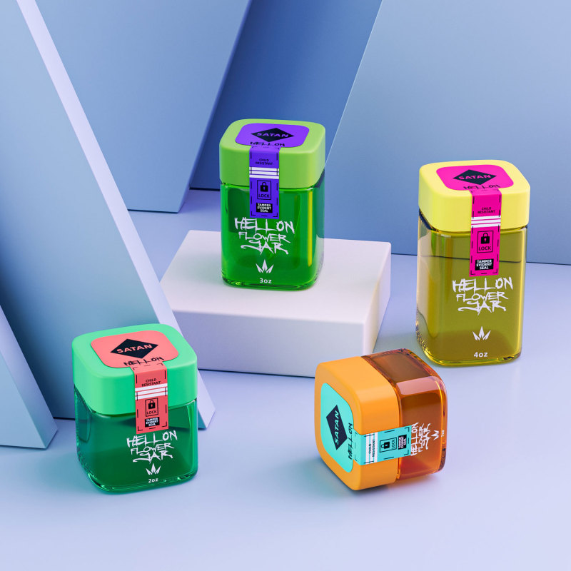 1-4oz Square Glass Jars with Child-Resistant Lids
