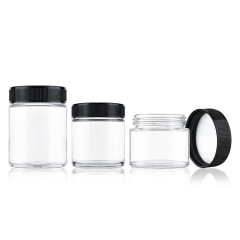 Transparent Round Glass Jars with Child Resistant Safety Lids 50ml-300ml