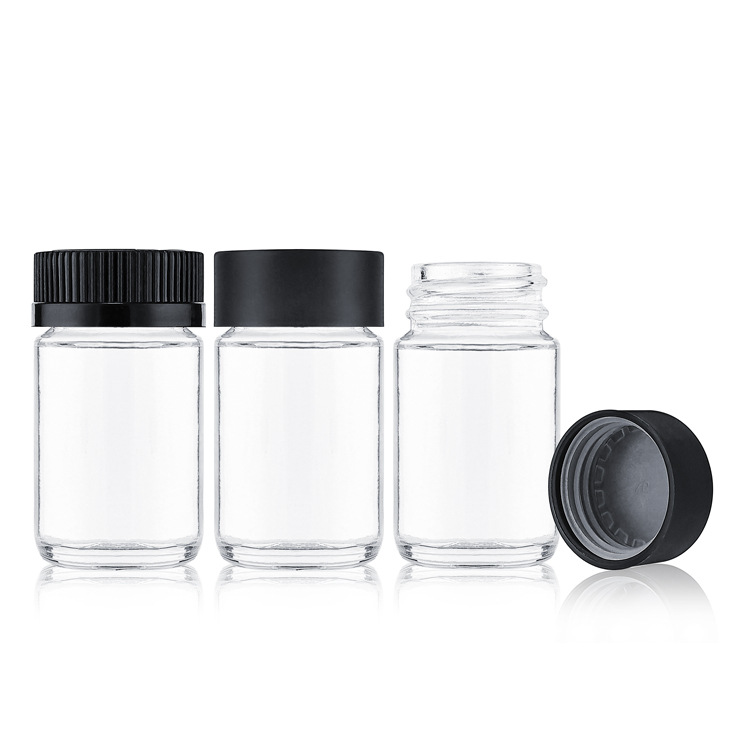 40ml Clear Glass Round Bottle with Child Resistant Cap