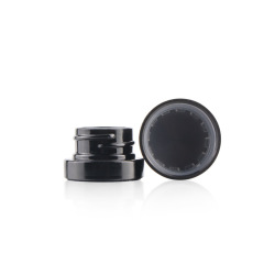 3g, 5g, 7g Black Small Round Glass Jars with Child Resistant Lid