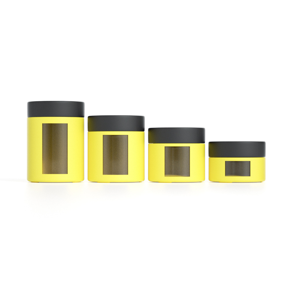 1~4oz Glass Round Jars with Window Design & Child-Resistant Cap