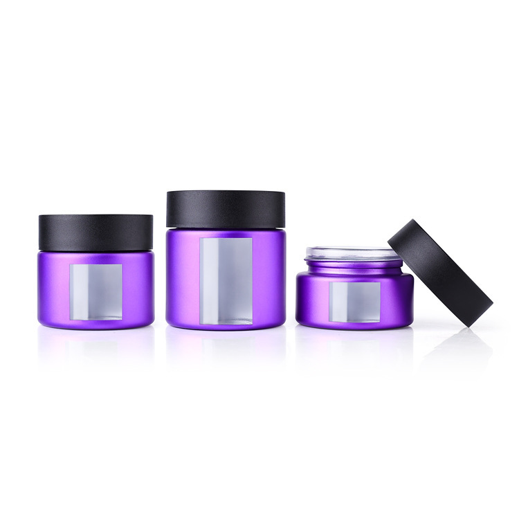 1~4oz Glass Round Jars with Window Design & Child-Resistant Cap