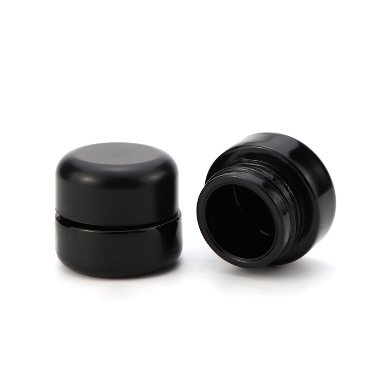5g Black Round Glass Cream Jar with Child-Resistant Lid