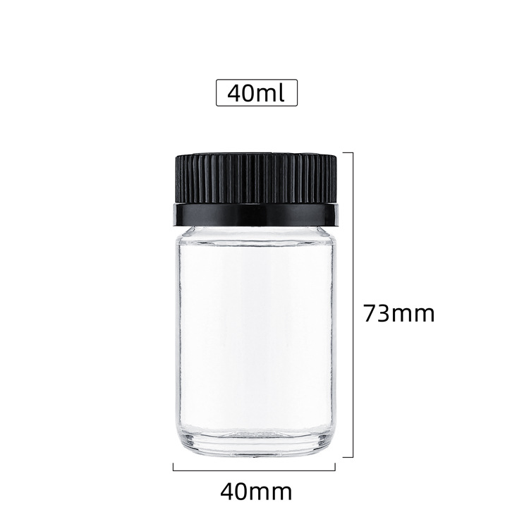 40ml Clear Glass Round Bottle with Child Resistant Cap