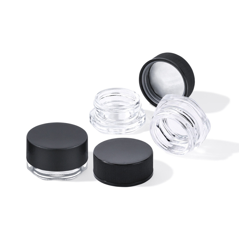 5-7g Transparent Hexagonal Glass Jar with Child Resistant Lid