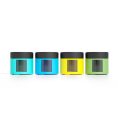 1~4oz Glass Round Jars with Window Design & Child-Resistant Cap