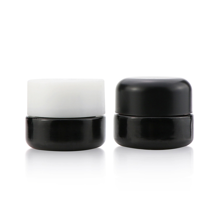 5g Black Round Glass Cream Jar with Child-Resistant Lid