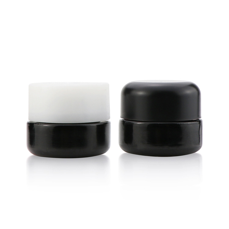 5g Black Round Glass Cream Jar with Child-Resistant Lid