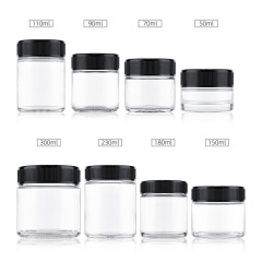 Transparent Round Glass Jars with Child Resistant Safety Lids 50ml-300ml