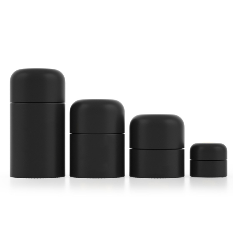 Black Glass Round Jar with Child-Resistant Lids 5g 50g 70g 110g