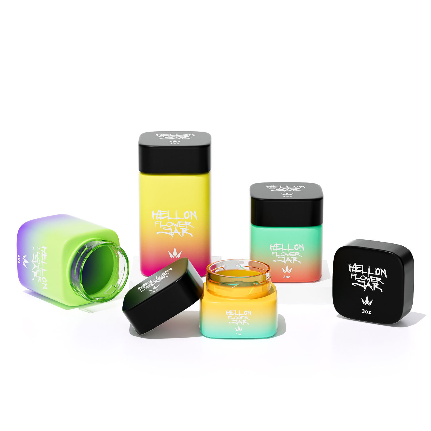 1-4oz Square Glass Jars with Child-Resistant Lids