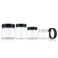Transparent Round Glass Jars with Child Resistant Safety Lids 50ml-300ml