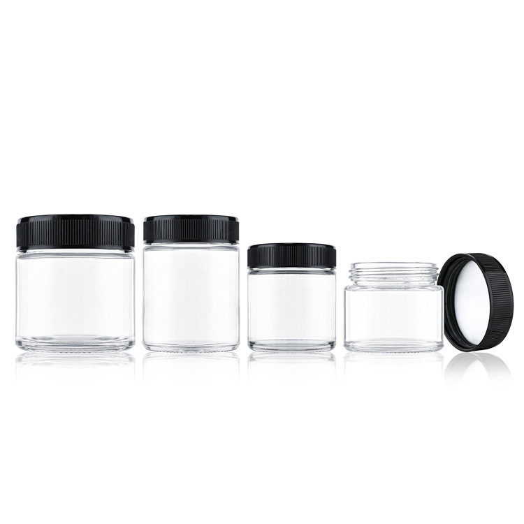 Transparent Round Glass Jars with Child Resistant Safety Lids 50ml-300ml