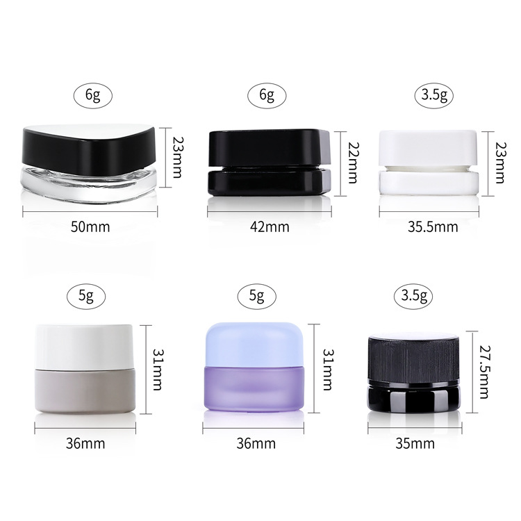 3.5g, 5g, 6g Small Glass Jars with Child-Resistant Safety Lid