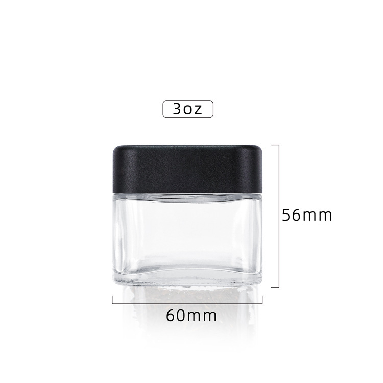 3 oz Glass Square Jar with Child Resistant Lid