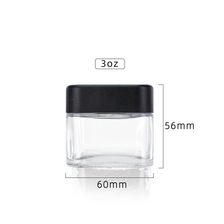 3 oz Glass Square Jar with Child Resistant Lid