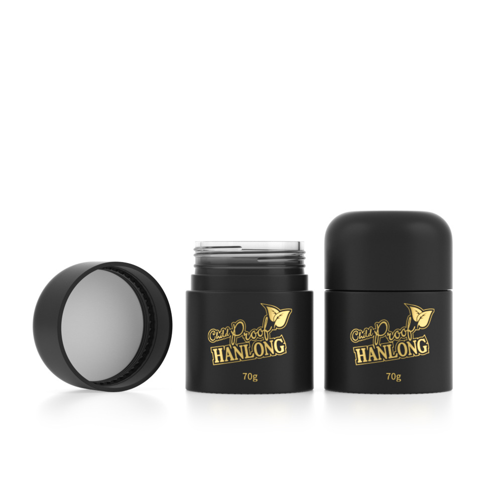 Black Glass Round Jar with Child-Resistant Lids 5g 50g 70g 110g