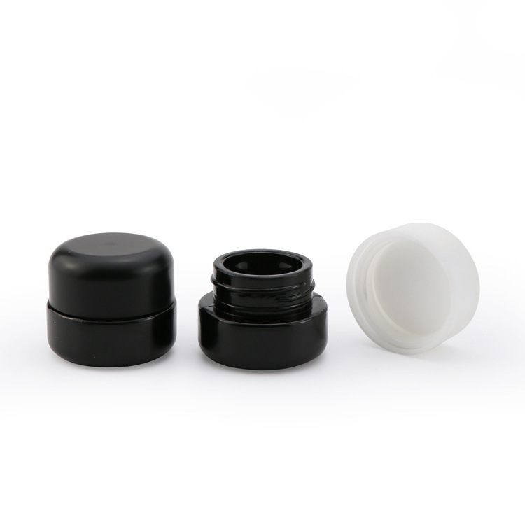 5g Black Round Glass Cream Jar with Child-Resistant Lid