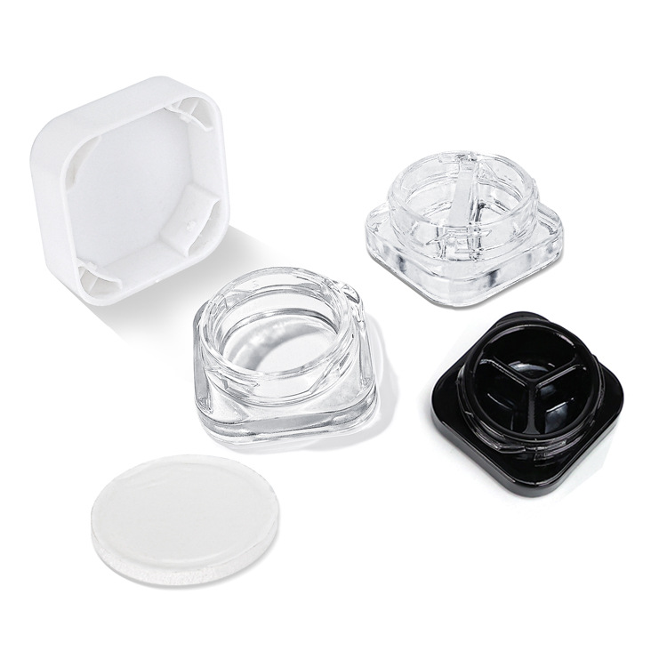 5g 6g 9g Square Glass Jar with Child Resistant Lid