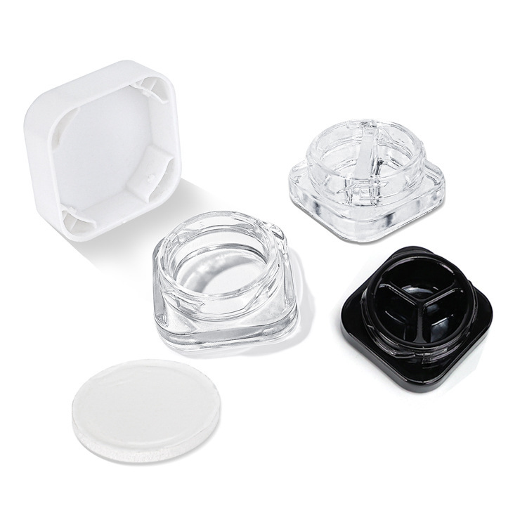 5g 6g 9g Square Glass Jar with Child Resistant Lid