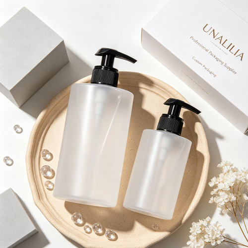 300ml 500ml Clear Frosted PET Cylinder Pump Bottle