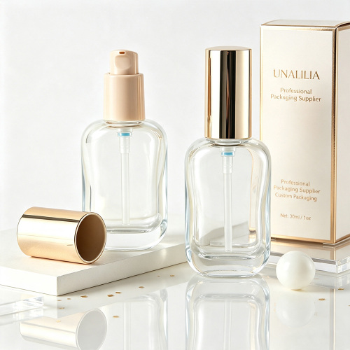30ml Frosted Oval Glass Pump Bottle for Liquid Foundation &amp; BB Cream