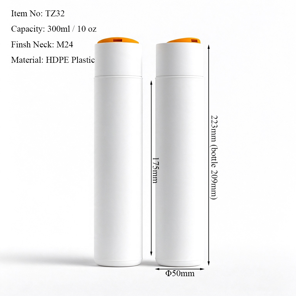 300ml HDPE Cylindrical Bottle with Disc Top Cap