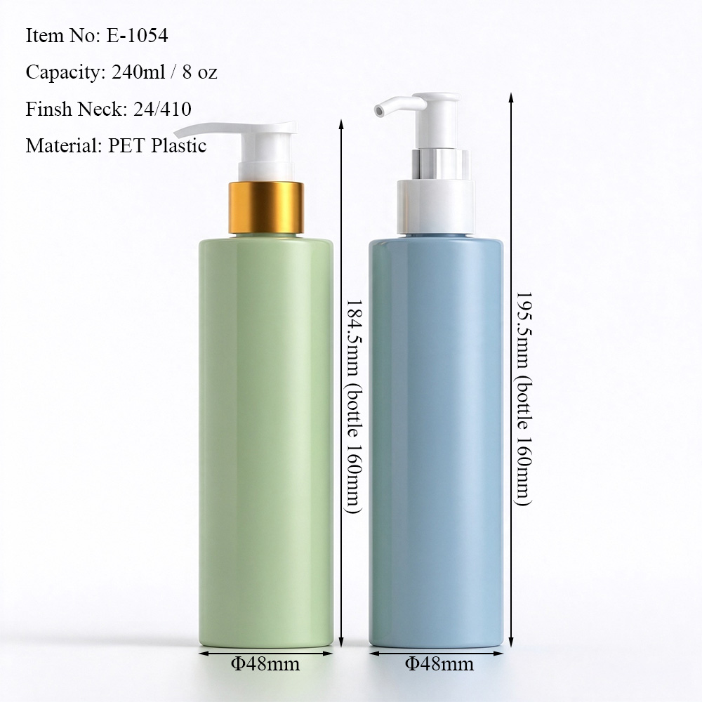 240ml PET Cylindrical Lotion Pump Bottle