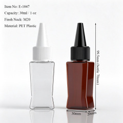 30ml PET Flat Applicator Bottle with Twist Top Cap