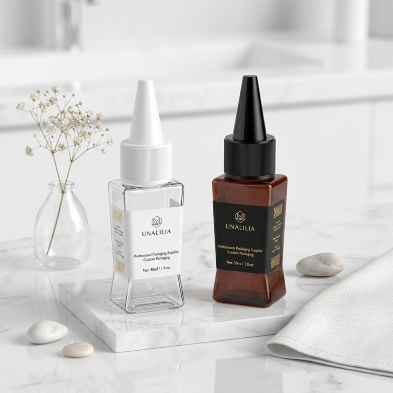 30ml PET Flat Applicator Bottle with Twist Top Cap