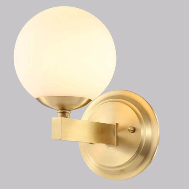 New Modern Glass Ball Copper Bedroom Bedsides Wall Lights American Simple Copper Stair Case Corridor Wall Lamp