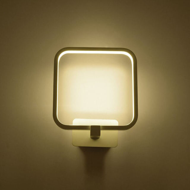 Modern 15W LED Bedroom Wall Light Square White Aluminum Frame Mirror Front Wall Sconce Creative Stair Corridor Bathroom Wall Lig