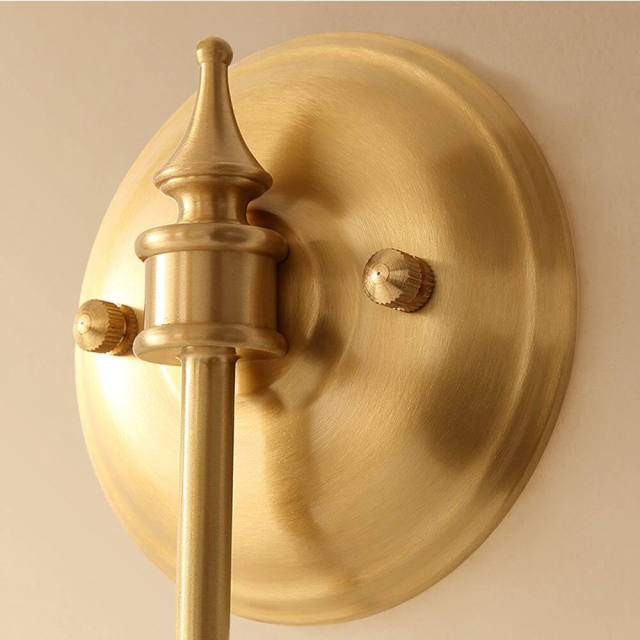 Luxury European Pure Copper Living Room Wall Lamp American Royal Copper Fabric Bedroom Wall Sconce Background Corridor Wall Lamp