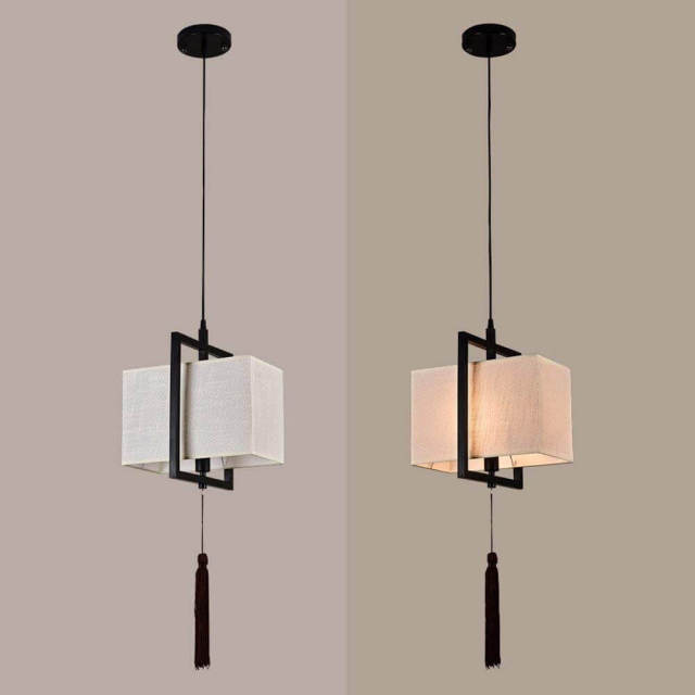 Chinese Solid Square Lantern Restaurant Pendant Lamp Balcony Corridor Study Room Hanging Lamp Coffee House Bedroom Pendant Lamps