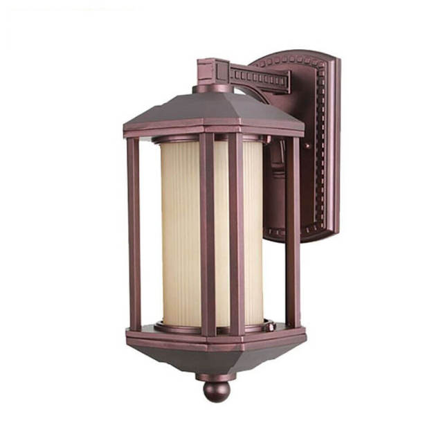 Rose Gold Outdoor Porch Wall Lights Garden Wall Sconces Tawny Striped Cylinder Glass Shade Corridor Hallway Balcony Wall Lamp