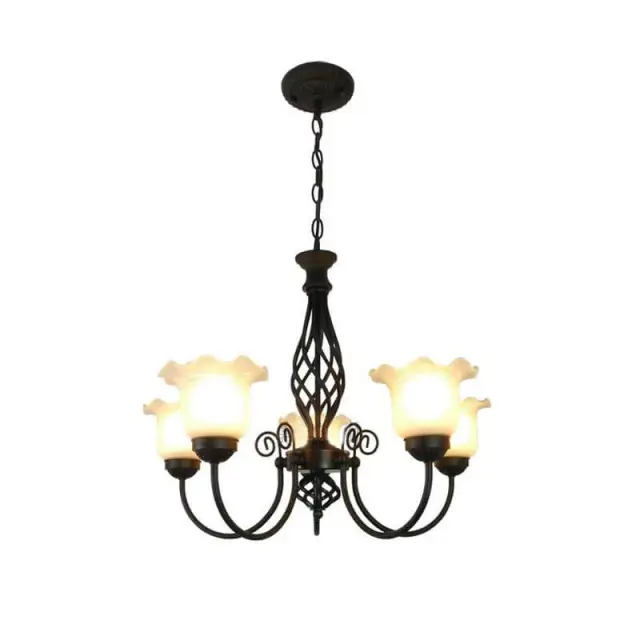 OOVOV Vintage Iron Living Room Chandelier Pastoral Dining Room Hanging Lights Study Room Chandelier