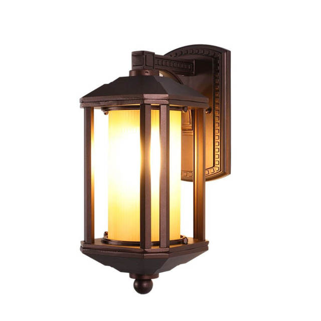 Rose Gold Outdoor Porch Wall Lights Garden Wall Sconces Tawny Striped Cylinder Glass Shade Corridor Hallway Balcony Wall Lamp