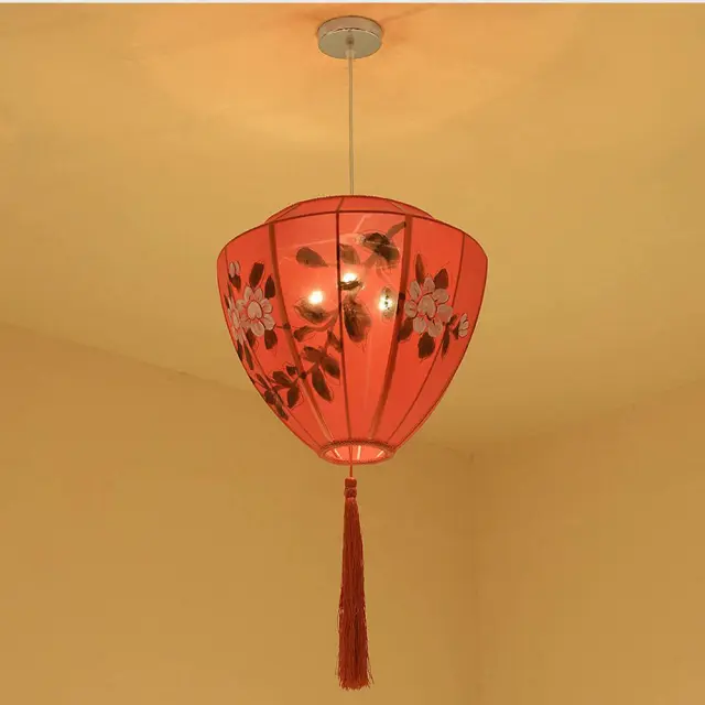 Chinese Hand-Painted Palace Lanterns Restaurant Pendant Light Balcony Corridor Hanging Lamp Pastoral Birds Bedroom Pendant Lamps