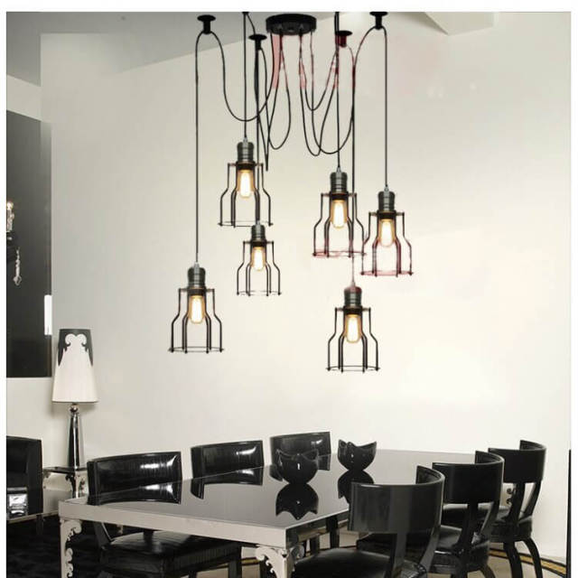 6 Lights Loft Vintage industrial Spider Arms Pendant Light Dining Room Hanging Fixture Kitchen Room suspension Lighting