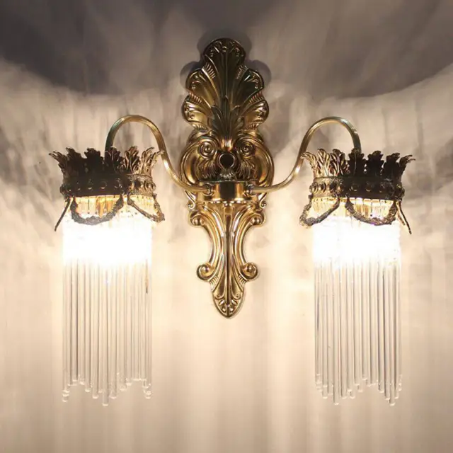 Luxury H65 Copper Crystal Bedroom Bedsides Wall Lamp Balcony Corridor Wall Lights Villa French Study Room Wall Lighting Fixtures