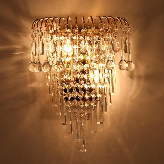 Modern Crystal Golden Crown Bedroom Bedsides Wall Lights Stair Corridor Mirror Front Wall Sconces Balcony Hallway Wall Lamps