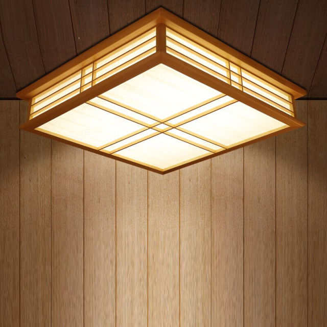 Japanese LED Wooden Frame Bedroom Ceiling Lamps Study Room Ceiling Light Living Room Restaurant Square Ceiling Lamp Fixtures