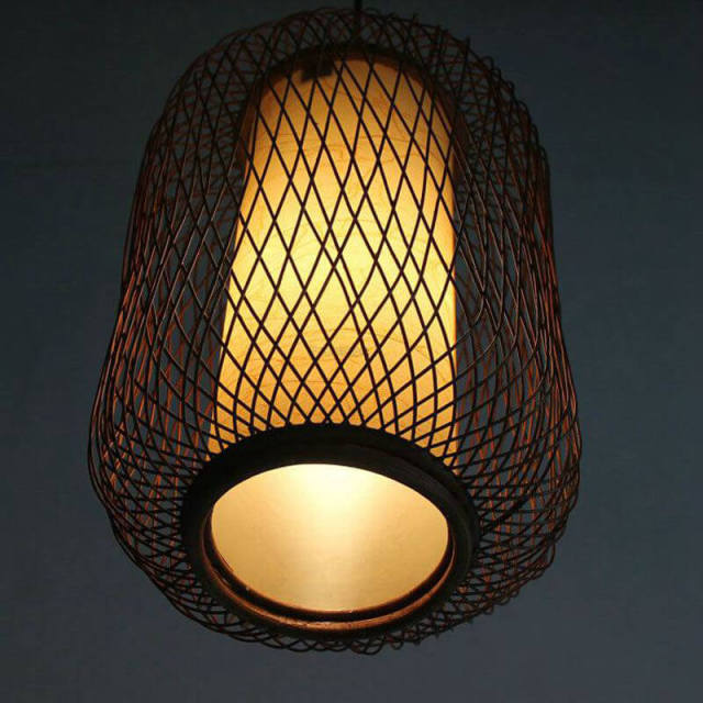 Handmade bamboo Basket Restaurant Pendant Lamp Dining Room Balcony Kitchen Room Restaurant Pendant Light Fixtures