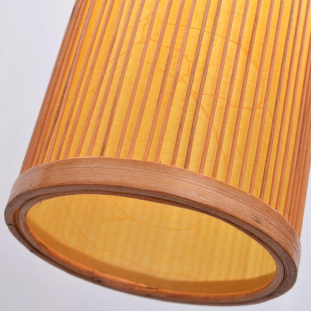 South Asian Bamboo Cylinder Dining Room Pendant Lamp Japanese Restaurant Pendant Lights Country Rustic Hanging Lamps