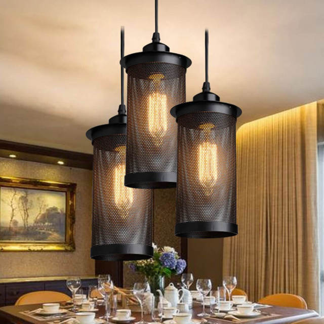 Antique Balcony Black Metal Cage Pendant Lamps Aisle Entrance Pendant Lights Restaurant Dining Room Pendant Lighting Fixtures