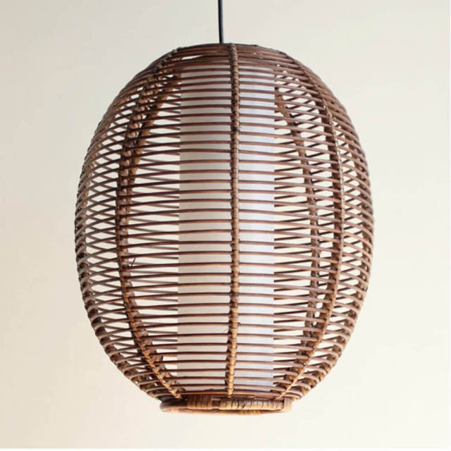 Rattan Pendant Light Southeast Asia Stylish Oval Pendant Lamp Lighting For Restaurant