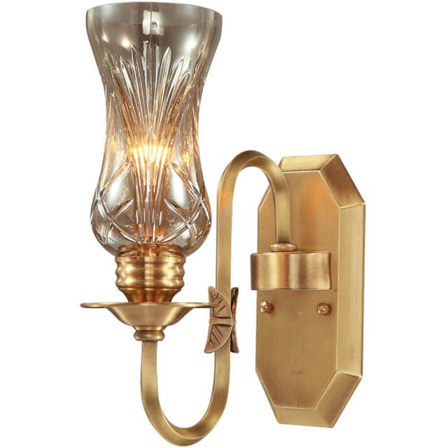 American Loft Copper Living Room Wall Lamp Vintage Tawny Glass Shade Bedroom Bedsides Corridor Stair Case Hallway Wall Sconces