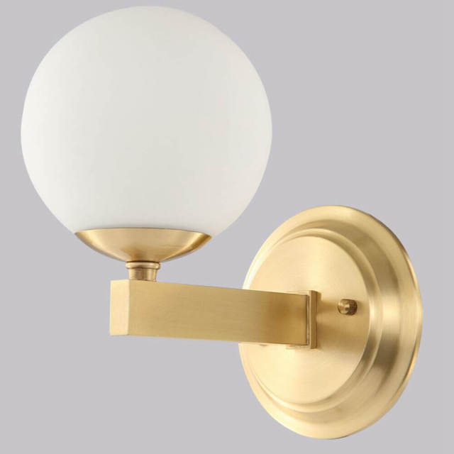 New Modern Glass Ball Copper Bedroom Bedsides Wall Lights American Simple Copper Stair Case Corridor Wall Lamp